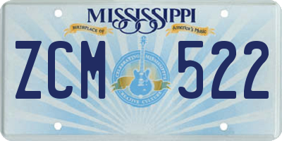 MS license plate ZCM522