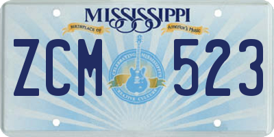 MS license plate ZCM523