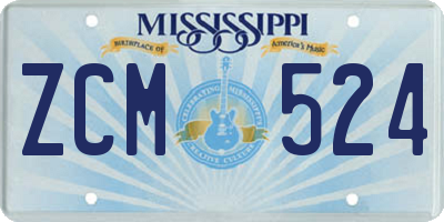 MS license plate ZCM524