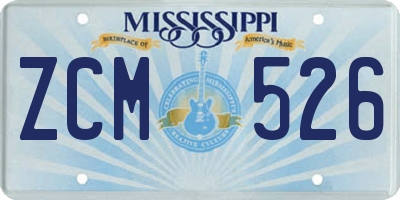 MS license plate ZCM526