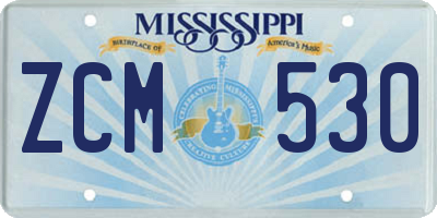 MS license plate ZCM530
