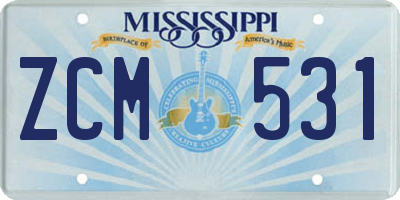 MS license plate ZCM531
