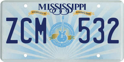 MS license plate ZCM532