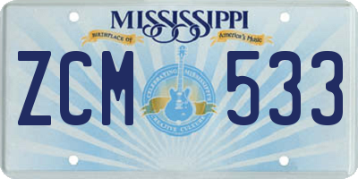MS license plate ZCM533