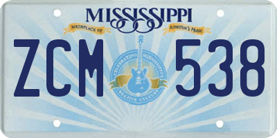 MS license plate ZCM538