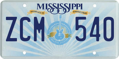 MS license plate ZCM540