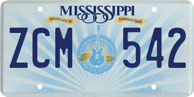 MS license plate ZCM542