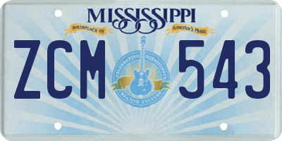 MS license plate ZCM543