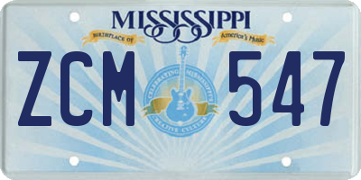 MS license plate ZCM547