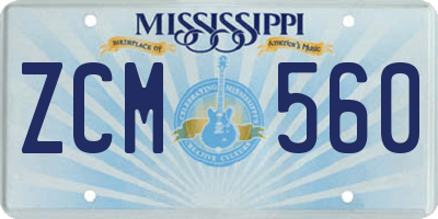 MS license plate ZCM560