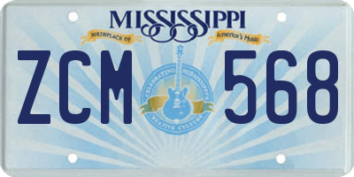 MS license plate ZCM568
