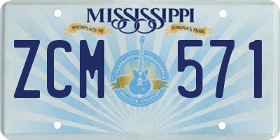 MS license plate ZCM571