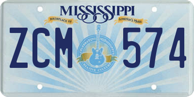 MS license plate ZCM574