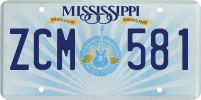 MS license plate ZCM581