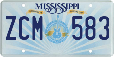 MS license plate ZCM583