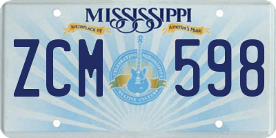 MS license plate ZCM598