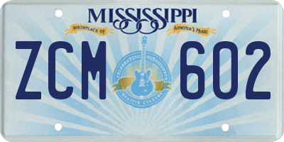 MS license plate ZCM602