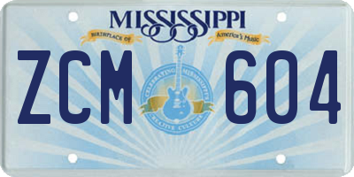 MS license plate ZCM604