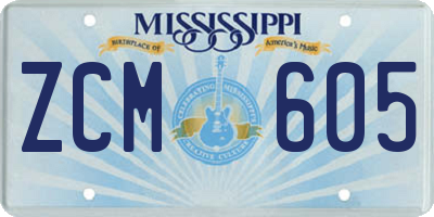 MS license plate ZCM605