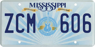 MS license plate ZCM606