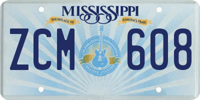 MS license plate ZCM608