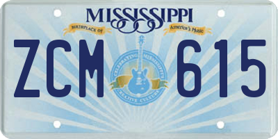 MS license plate ZCM615