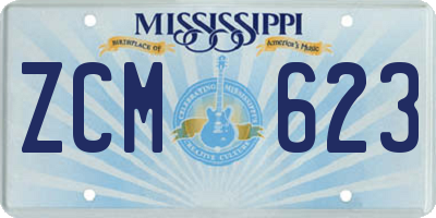 MS license plate ZCM623