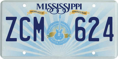 MS license plate ZCM624