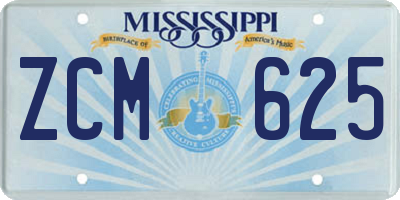 MS license plate ZCM625