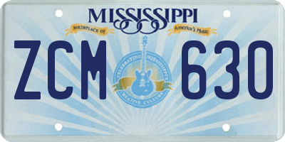 MS license plate ZCM630