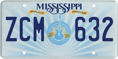MS license plate ZCM632