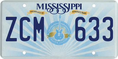 MS license plate ZCM633