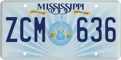 MS license plate ZCM636
