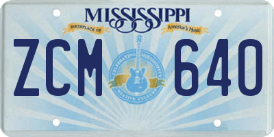 MS license plate ZCM640