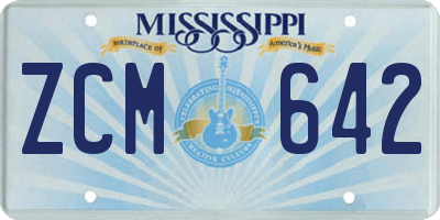 MS license plate ZCM642