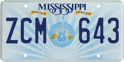 MS license plate ZCM643