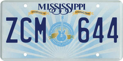 MS license plate ZCM644