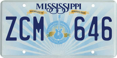 MS license plate ZCM646