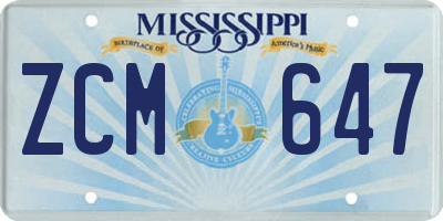MS license plate ZCM647