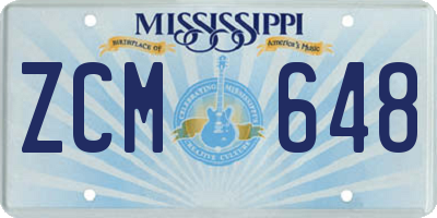 MS license plate ZCM648