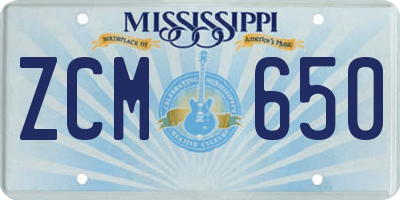 MS license plate ZCM650