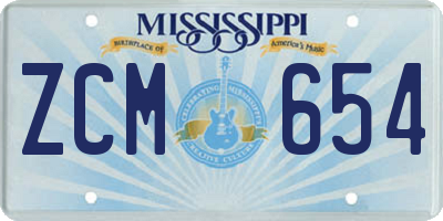 MS license plate ZCM654