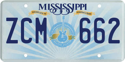 MS license plate ZCM662