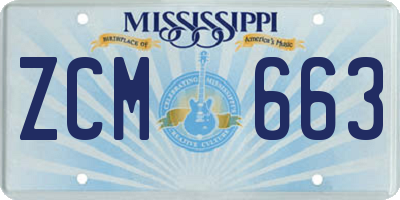 MS license plate ZCM663