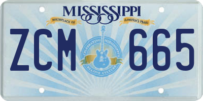 MS license plate ZCM665