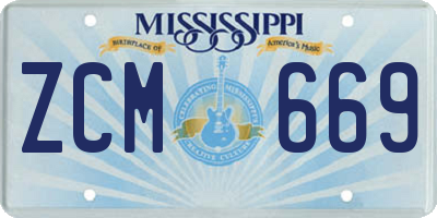 MS license plate ZCM669