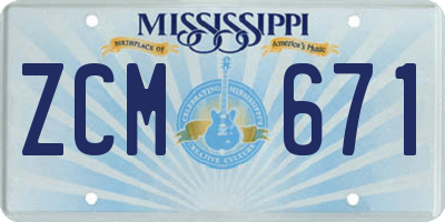 MS license plate ZCM671