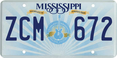 MS license plate ZCM672