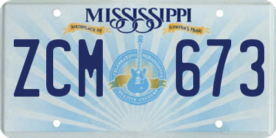MS license plate ZCM673