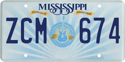 MS license plate ZCM674